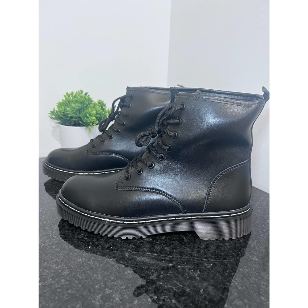 Black Combat Boots Lace Up Comfort Cushion Sole Size 11 - Picture 10 of 10